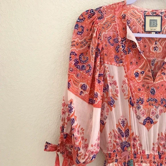 BELL BY ALICIA BELL Lyla Midi Dress Pink Coral Floral - Picture 3 of 14